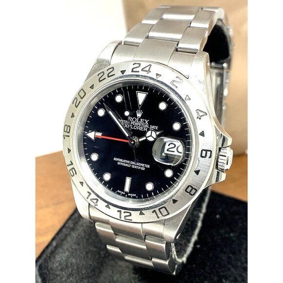 Rolex Men's Watch Explorer II 16570 GMT Swiss Automatic Black Dial Silver Steel - Picture 1 of 14